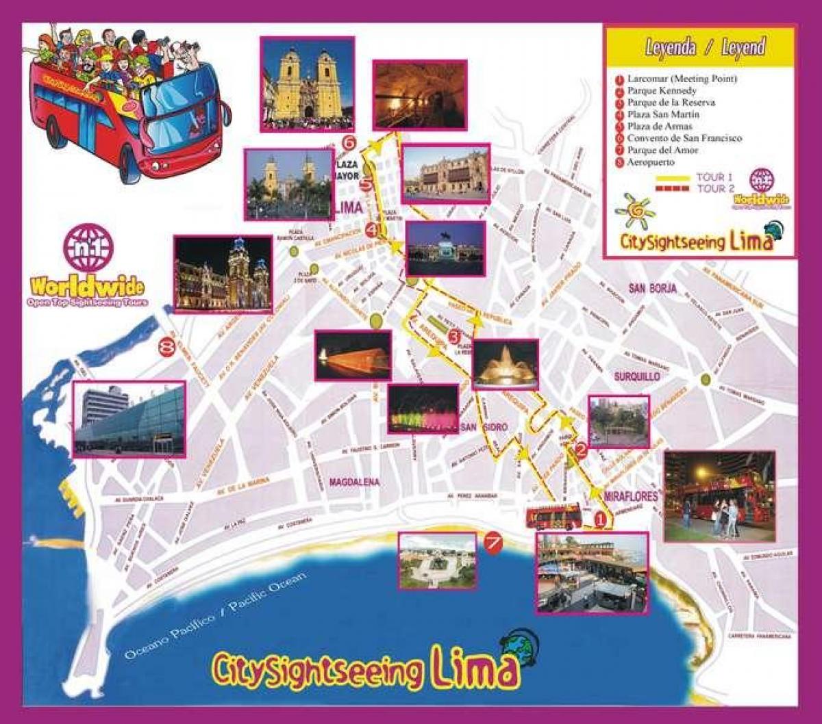 சுற்றுலா வரைபடத்தில் Lima பெரு